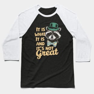 It Is What It Is And It's Not Great. Funny Raccoon Baseball T-Shirt
